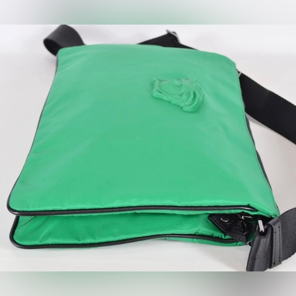 Versace Green nylon Medusa crossbody messenger bag purse NEW (AUTHENTIC) - Picture 10 of 16